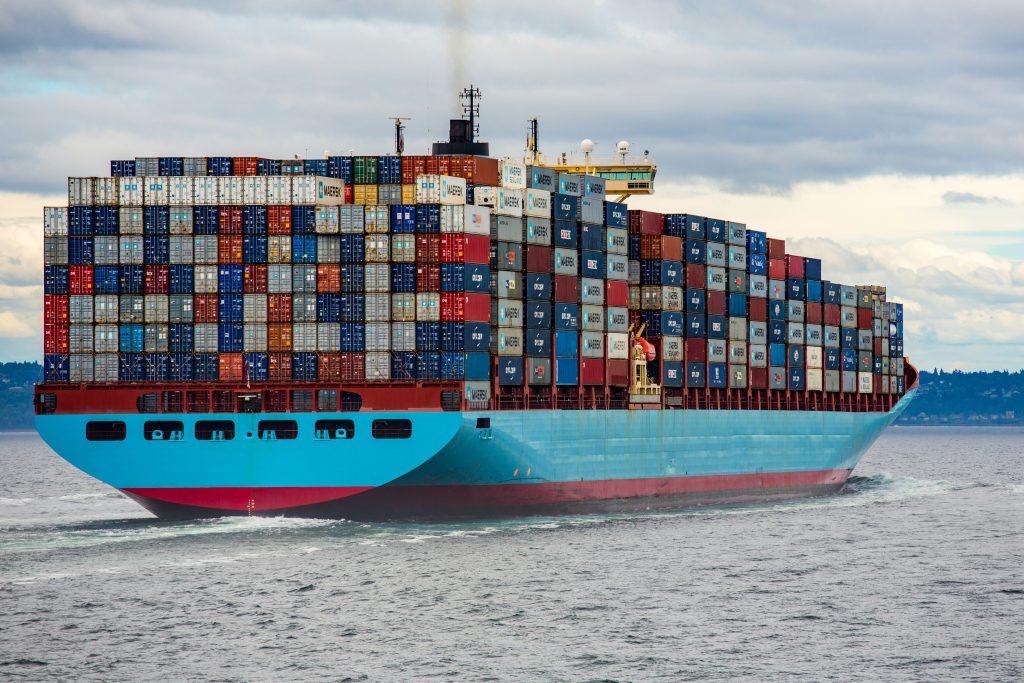 ship loaded with containers of RTA kitchen cabinets