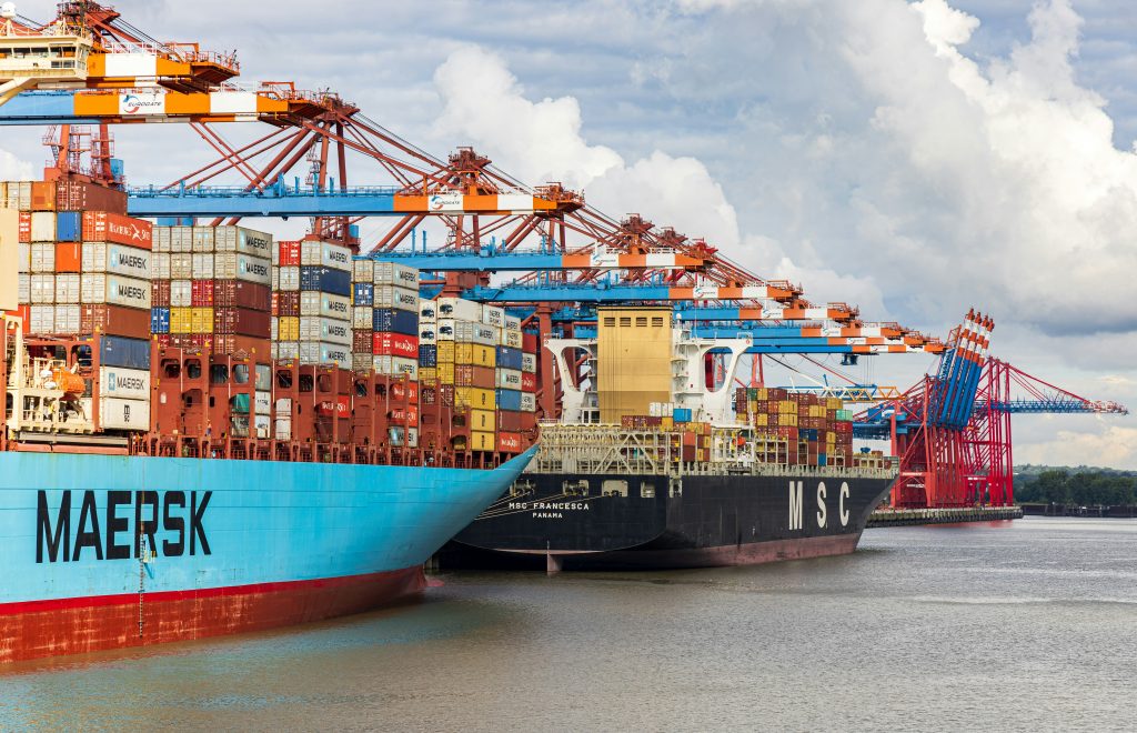 Ships loaded with containers of RTA kitchen cabinets